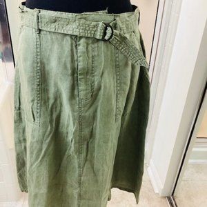 Artisan NY Army Green Linen Skirt - Size 10